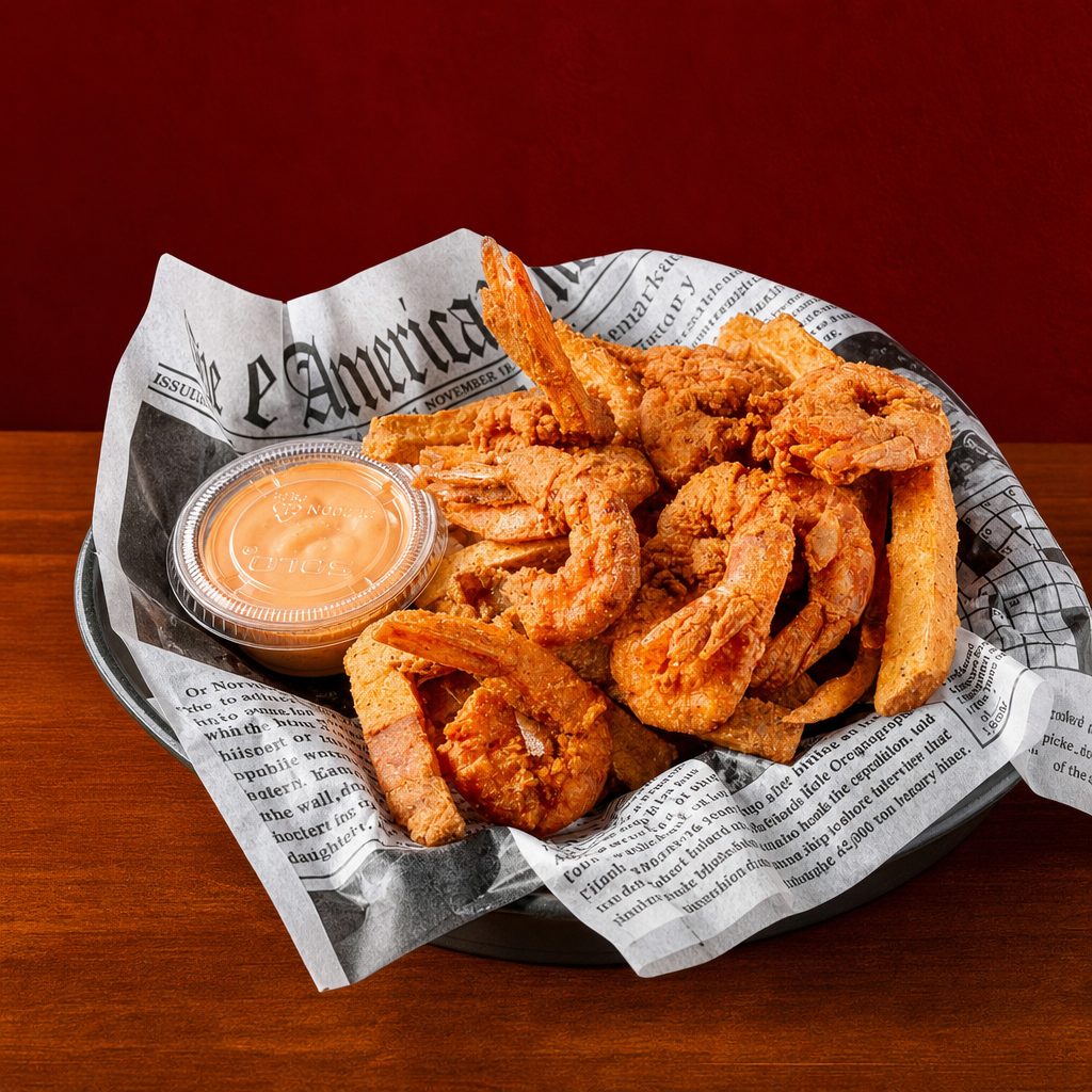 Shrimp Basket - 1/2lb. (includes fries & slaw).