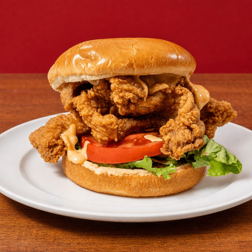 Catfish Tenders Sandwich w/ Fries & Cole Slaw.