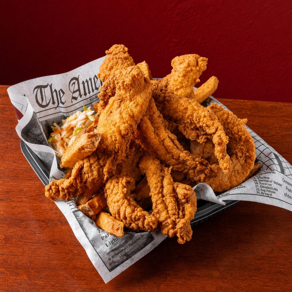 Catfish Tenders - 8pc (includes fries & slaw).