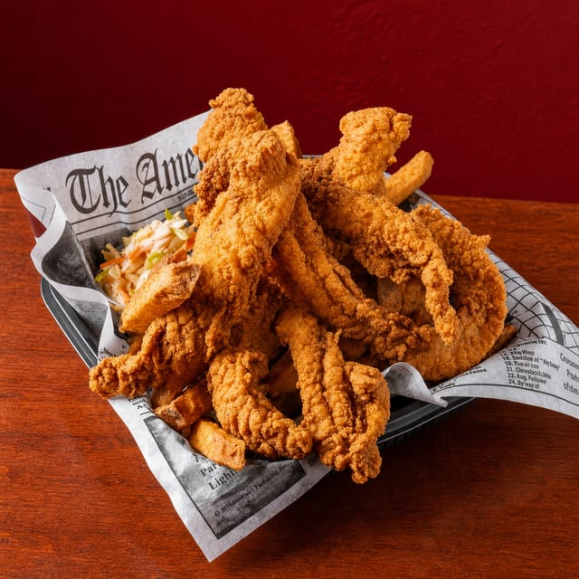 Catfish Tenders - 8pc (includes fries & slaw).