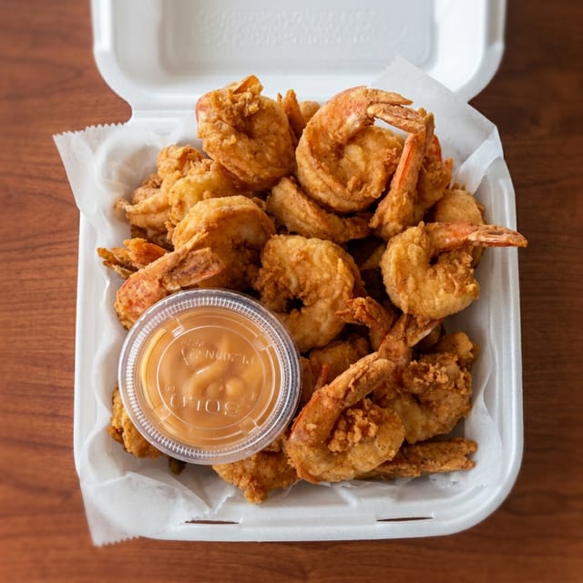 Shrimp Basket - 1/2lb. (includes fries & slaw).