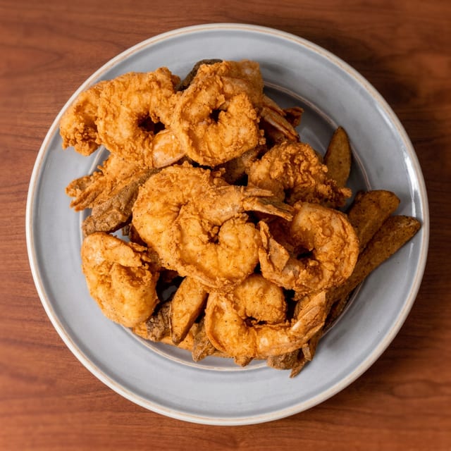 Shrimp Basket - 1-lb. (includes fries & slaw).