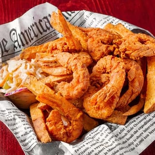 Shrimp Basket - 1-lb. (includes fries & slaw)